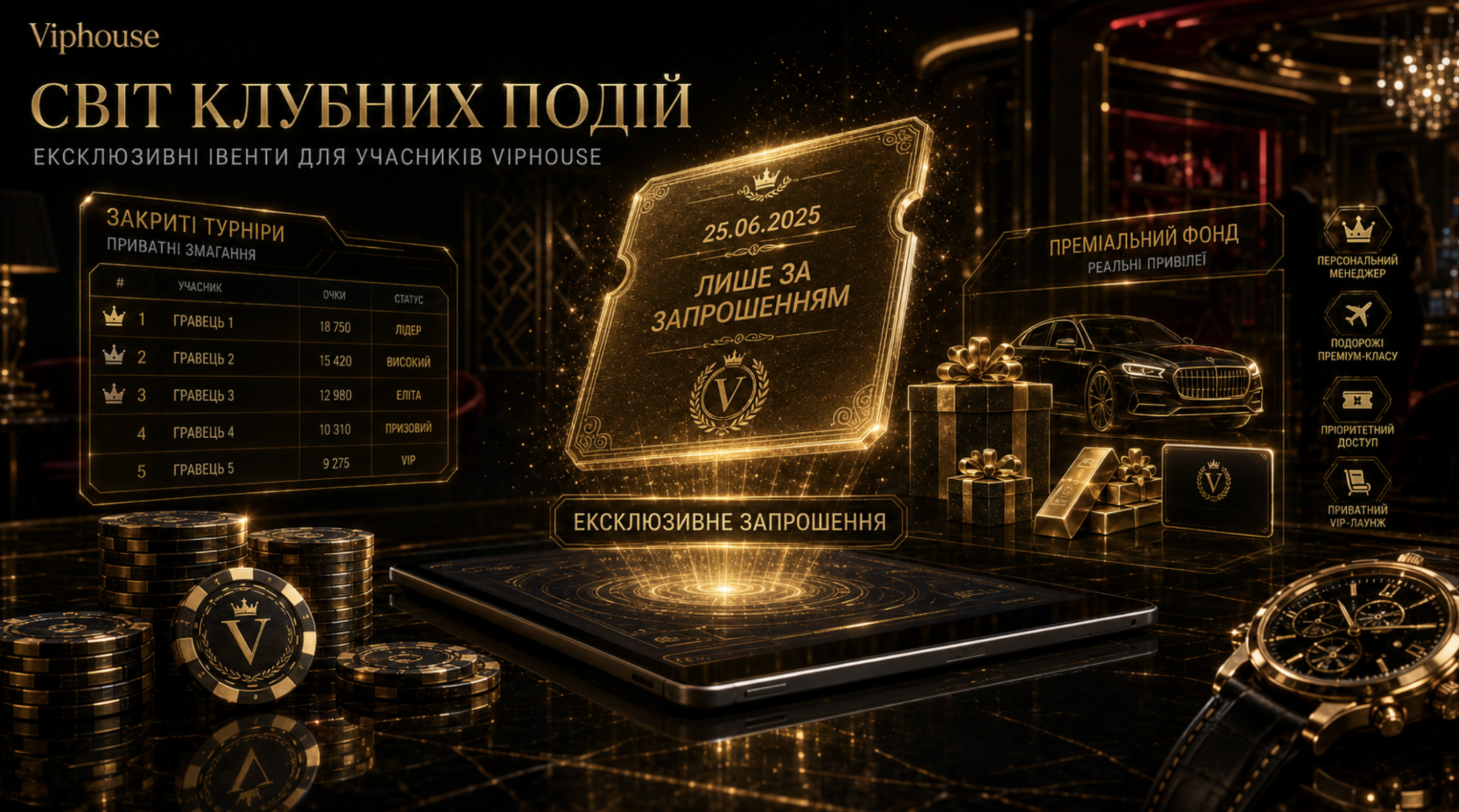 Світ клубних подій у Випхаус для запрошених учасників