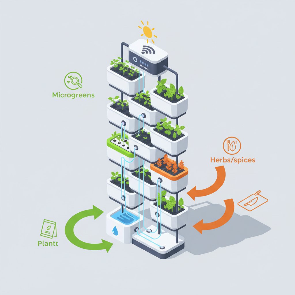 Вертикальний сад на кухні: вирощуємо мікрозелень та прянощі у футуристичних кашпо