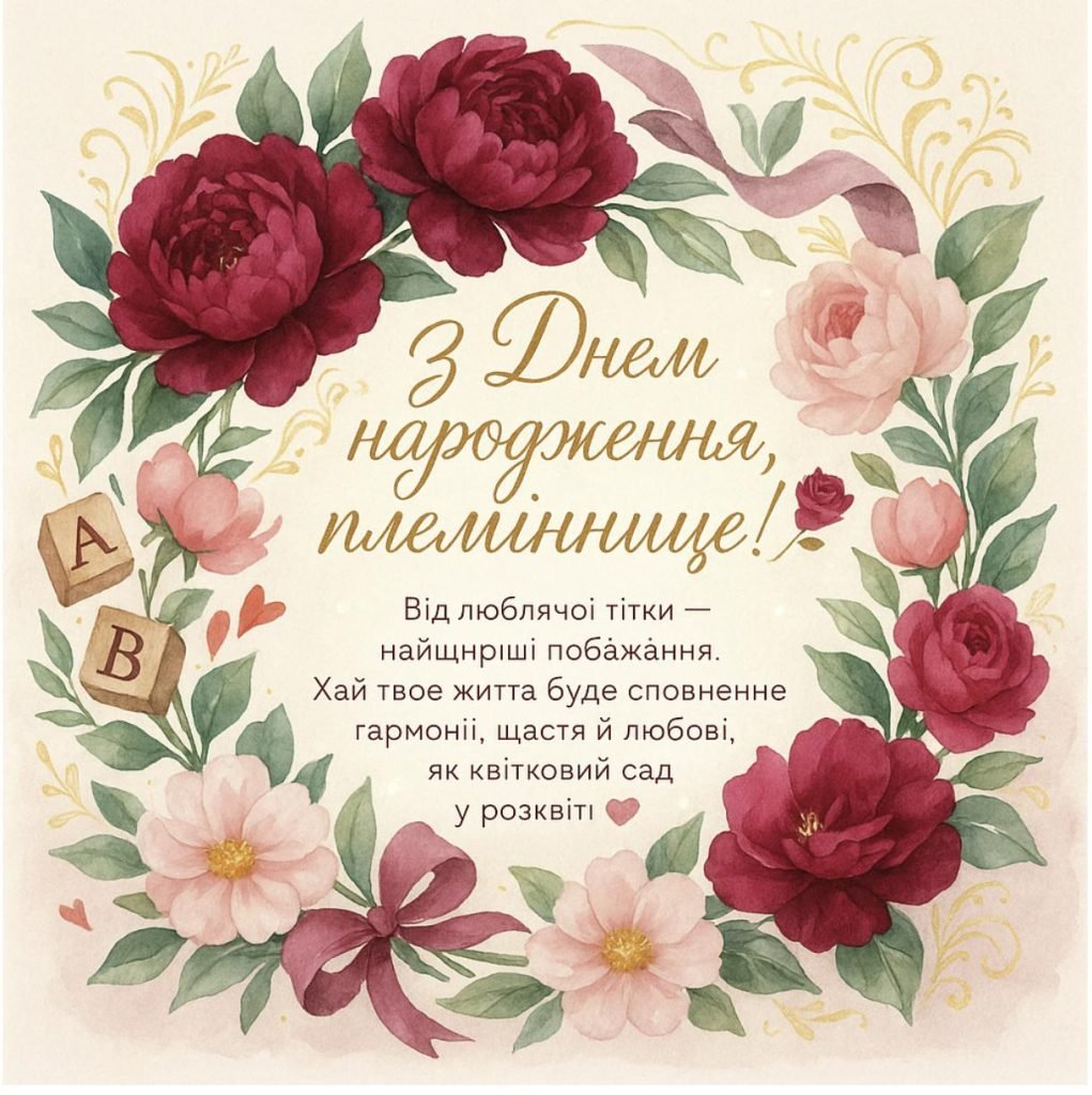 вітання з днем народження племінниці від тітки