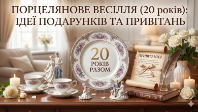 Порцелянове весілля (20 років) ідеї подарунків та привітань