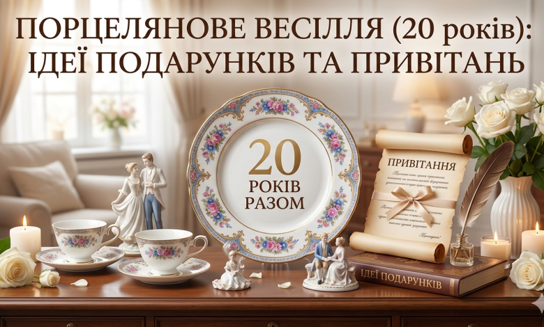 Порцелянове весілля (20 років) ідеї подарунків та привітань