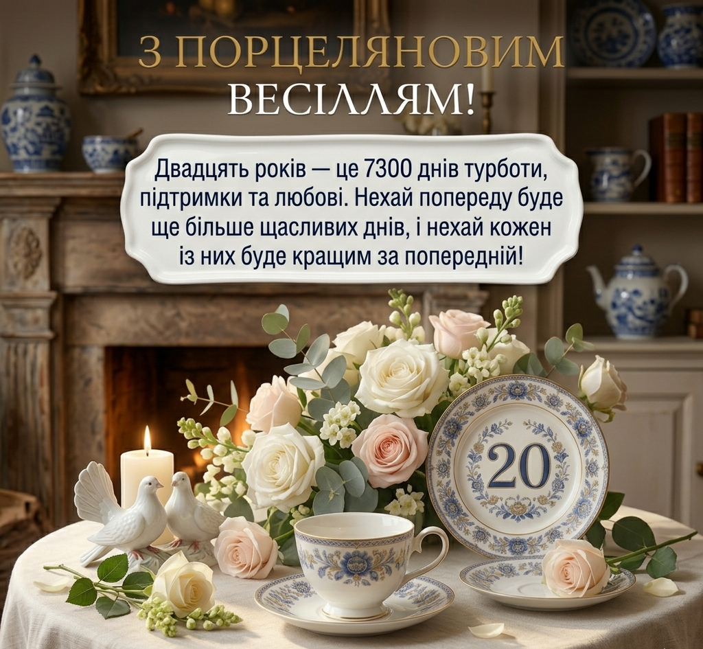 Привітання з порцеляновим весіллям своїми словами