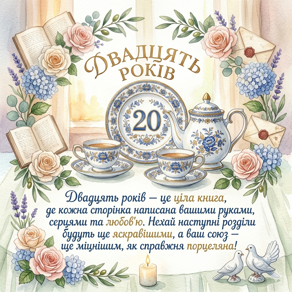 Привітання з порцеляновим весіллям