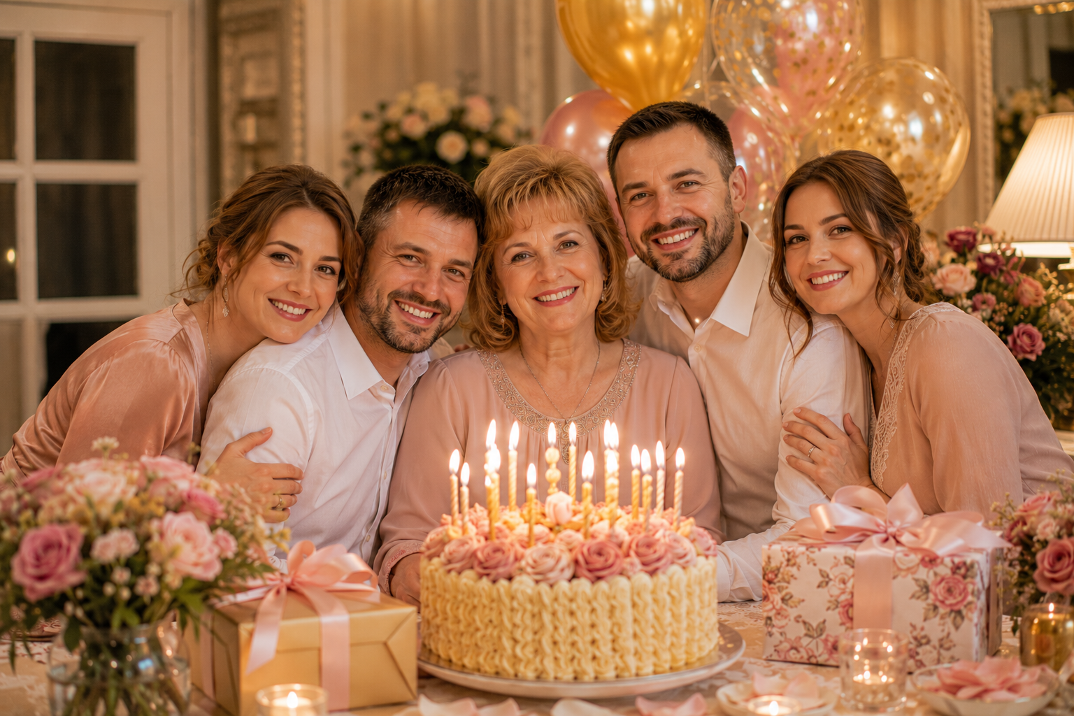 Родина вітає маму з днем народження